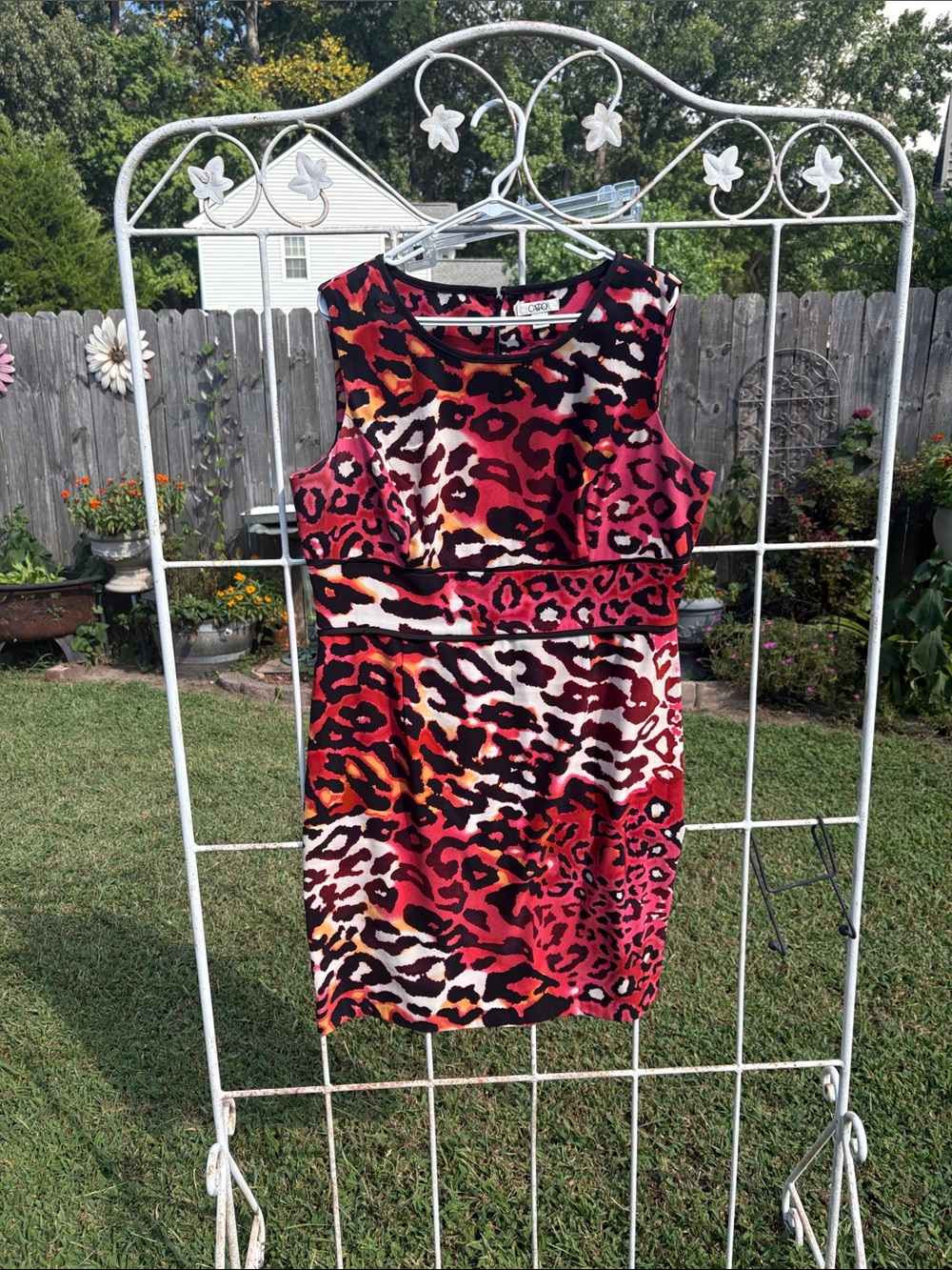 Cato Pink, Red & Orange Animal Print Sleeveless Midi Dress